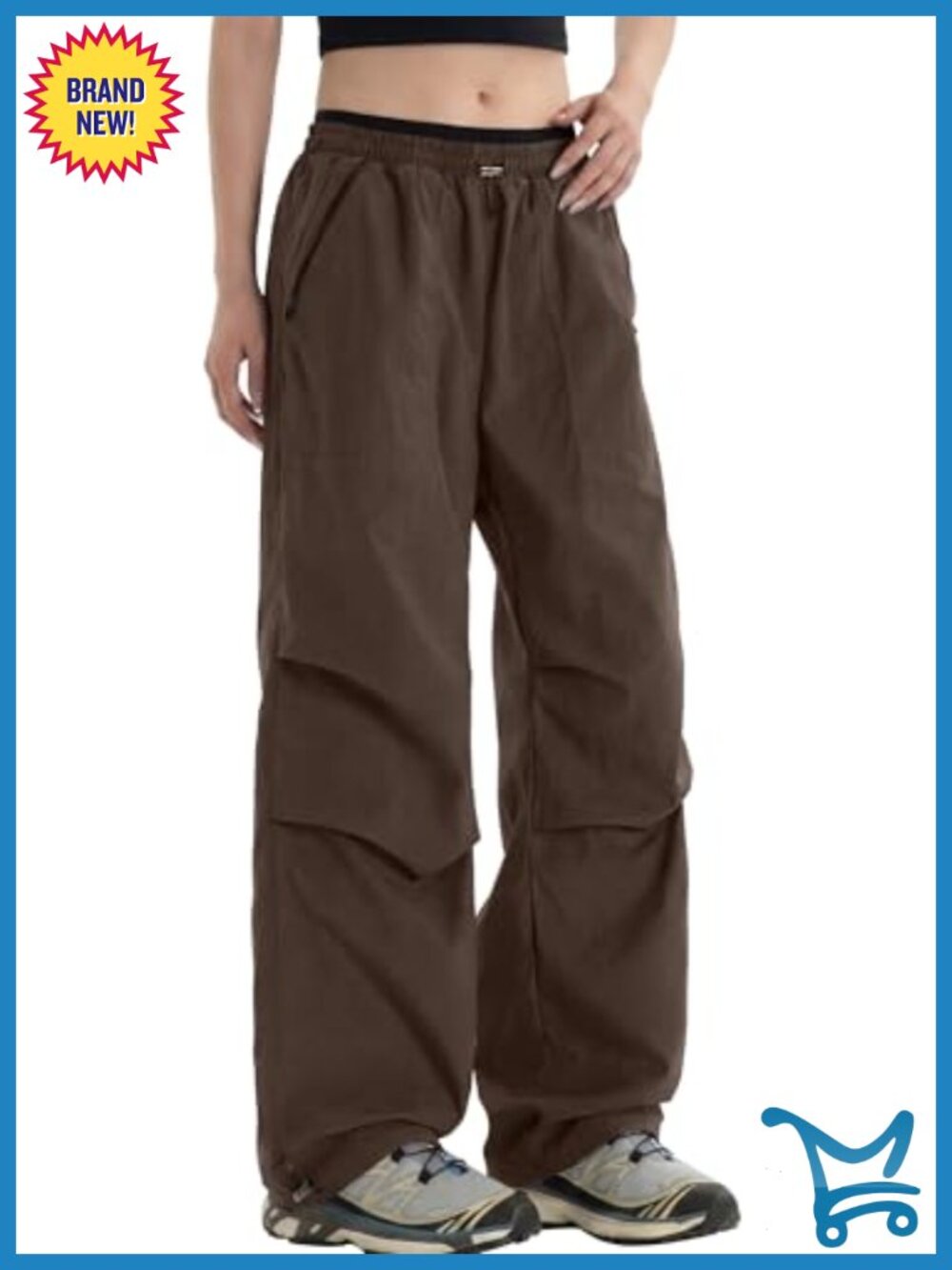 Women's Cargo Pants Y2K Wide Leg Joggers Zipper Pockets